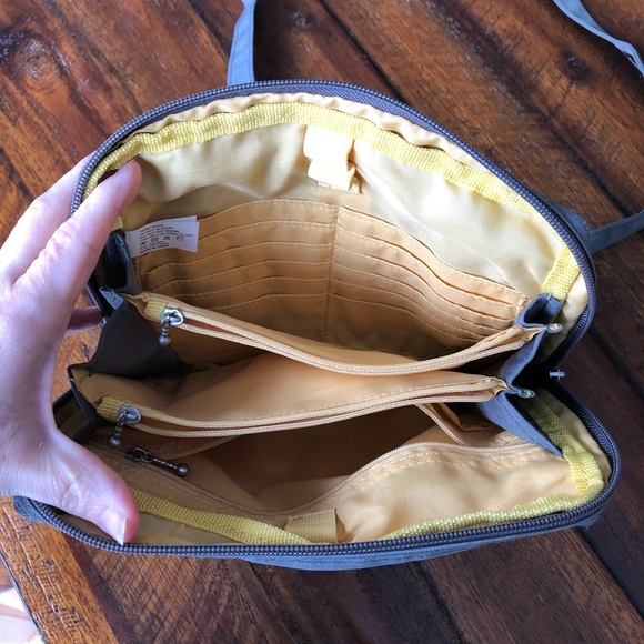 Baggallini Gray Yellow Travel Crossbody Bag - Picture 3 of 8